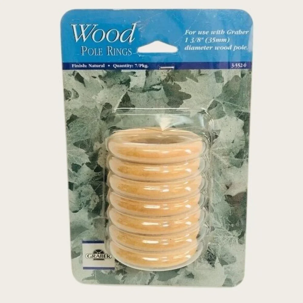 Graber Wood Pole Rings Natural Finish Pack of 7 for 1-3/8